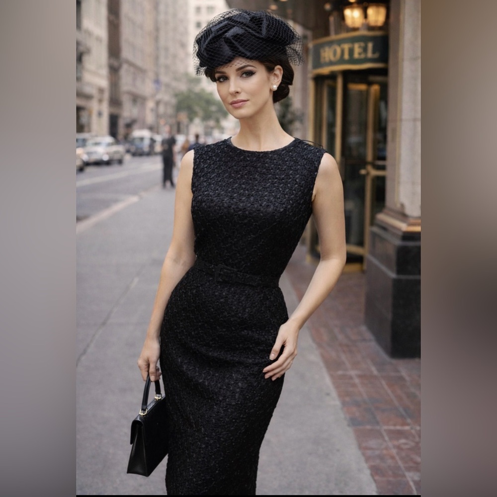 *Gorgeous vintage 50’s/60’s - black sleeveless, wiggle dress by Alice Stuart